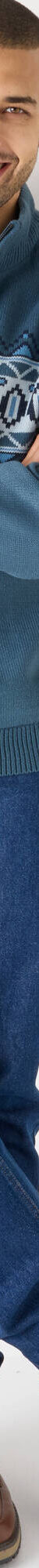 Pull camionneur jersey motif jacquard doublé polaire (bleu grisé) Pull camionneur jersey motif jacquard doublé polaire (bleu grisé)